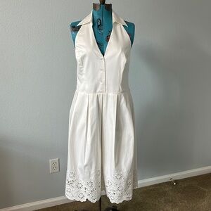 White Spenser Jeremy V Neck Halter Dress Size 10